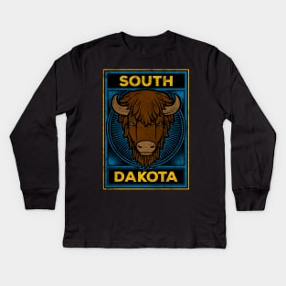 South Dakota Bison Buffalo Kids Long Sleeve T-Shirt